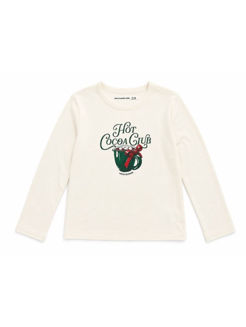 Abercrombie Kids Girls Hot Cocoa Club Long Sleeve Top | Size 5/6